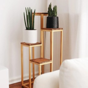 Resim Evodeko Gold Masif Ahşap Çiçeklik 