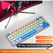 Resim K68 Kabolu Mekanik Klavye Microsoft Windows Ve Ios Sistemi Için 10 Çeşit Beyaz Mavi Mavi Anahtar 