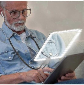 Resim 50 Led Işıklı 5x Eller Serbest Büyüteç Ayarlanabilir Kaz Boynu Büyüteç Düşük Görme Engelli Yaşlılar İçin Siyah 