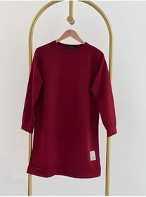 Resim AVK MODA Kadın Bisiklet Yaka Mevsimlik Tesettür Yırtmaçlı Armalı Tunik Sweat Sweatshirt 