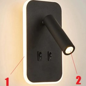 Resim Şık Çift Kademeli Yatak Başı LED Lamba, Siyah Renk, 13W, Modern Tasarım 