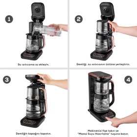 Resim Karaca Çaysever Robotea Pro 4in1 Konuşan Otomatik Çay, Su ve Filtre Kahve Demleme Makinesi , Mama Suyu Hazırlama, Aile Boyu Kapasite 