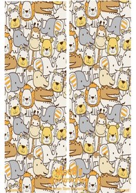 Resim Turuncu Minik Hayvanlar Desenli Baskılı Çocuk Ve Bebek Odası Fon Perdesi 2 Kanat - Prd-05 Çok Renkli 