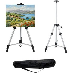 Resim Katlanabilir Alüminyum Tripod Şövale - Kollu Yükseklik Ayarlı, Su Terazili, Gümüş 
