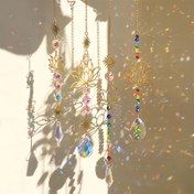 Resim UNICI Kristal Lotus Asma Süs: Renkli Cam Prizma Işık Yakalayıcı, Dış Mekan, Bahçe ve Ev Dekorasyonu için 