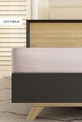 Resim Pudra Pembe Çift Kişilik Fitted / Lastikli Pamuk Çarşaf Kigili