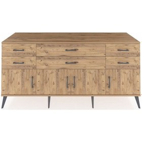 Resim Kronos Konsol 2 Raflı 6 Çekmeceli 4 Kapaklı 176x59x83 Çam-çam/çam Atlas Çam 