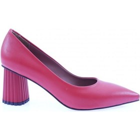 Resim Dgn 360 Sivri Burun Parmak Dekolteli Kisa Topuklu Ayakkabi 360-1918-R0766 Kırmızı 