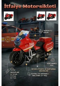 Resim İtfaiye Kurtarma Motorsikleti Sürtünmeli Hareketli Gidonlu Oyuncak Motor Çok Renkli 