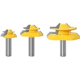 Resim Sones Ahşap İşleme Gravür Makinesi Freze Kesici 45 Derece Derz Bıçağı, Model: 12mm Saplı 3 Adet/takım 