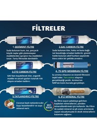 Resim 13 Aşamalı 12 Litre Beyaz Kapalı Kasa Pompasız Su Arıtma Cihazı 