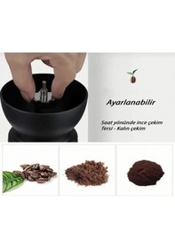 Resim Toptanfoni Pro Kahve Öğütücü Değirmen Seti & Baharat Öğütücü / Filtre Kahve & Türk Kahvesi& Espresso Siyah 