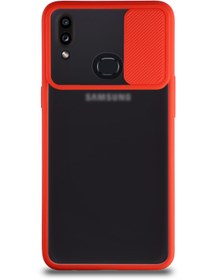 Resim KZY İletişim Samsung Galaxy A10s Uyumlu Kapak Lensi Açılır Kapanır Kamera Korumalı Silikon Kılıf - Kırmızı 