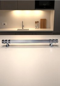 Resim Çizgili Nesli Alüminyum Metal Lüks Modern Mobilya Çekmece Mutfak Dolabı Kulpu Krom 128mm 10 Adet Krom 