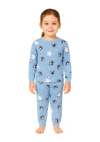Resim Zuzunga Unisex İnterlok Bebe Mavisi Yılbaşı Temalı Pijama Takımı Mavi 