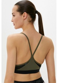 Resim Nike Dri Fit Indy V Neck Light Support Womens Bra Khaki Kadın Sporcu Sütyeni Haki Haki 