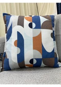 Resim Nıvemeshome Geometrik Mavi Desenli 45x45 Kırlent Kılıfı Mavi-beyaz 
