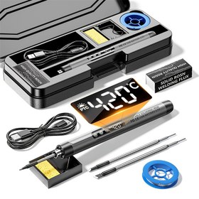 Resim Taşınabilir Dijital Ekran Lehimleme Demiri USB veya Pil Çift Kullanımlı Şarj Lehimleme Kalemi 3 Isıtma Çekirdekleri ile Farklı Lehimleme İhtiyaçlarını Karşılamak İçin Uygun, Mobil Telefon ve Bilgisayar Bakımı İçin Uygun, Mini Ev Aletleri DIY El Lehimleme 