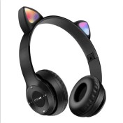 Resim Mi7a Kablosuz Bluetooth Kulaküstü Kedili Kulaklık P47M Rgb Işıklı Kedi Kulaklık 
