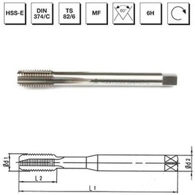 Resim Mte Makina Takım M12x1 Hss - E Dın 374/c Metrik İnce Vidalı Düz Kanallı Makina Kılavuzu - B00105751205 