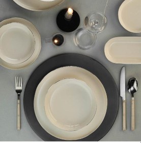 Resim Kütahya Porselen Bone Moderna 26 Prç 6 Kişilik Yemek Takımı Platin File 