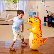 Resim 1 Adet Renkli Dinozor Şişme Boks Torbası - Çocuklar için Dikey Düşmeyen Oyuncak, Dayanıklı PVC, Pembe/Yeşil/Sarı Renkler, Açık Hava Sporları ve Oyun Odası İçin Mükemmel, Dinozor Oyuncak 