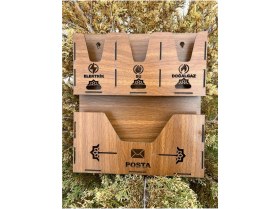 Resim Kahverengi Ahşap Mdf Ortak Fatura ve Posta Kutusu, Şık ve Kullanışlı Tasarım 