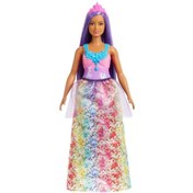 Resim Barbie Dreamtopia Prenses Bebek Kıvrımlı, Mor Saçlı, Işıltılı Korse, Prenses Etek Ve Taçlı 