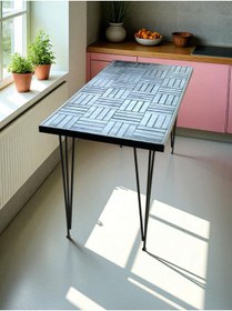 Resim MİRRORSS Ahşap Siyah renk Balkon Bahçe Masası Çay Kahve Mutfak Yemek masası 120 X 60 cm , yükseklik 73 cm 