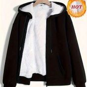 Resim Kadınlar İçin Şık Kışlık Kapüşonlu Ceket - Sıcak Siyah Polyester Fermuarlı Cepli, Soğuk Hava İçin Rahat Uzun Kollu Dış Giyim, Kışlık Mont 