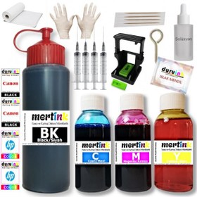 Resim HP 21 22 UYUMLU KARTUŞ DOLUM SETİ 500ML SİYAH+3X100ML RENKLİ 