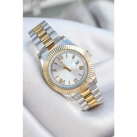 Resim Spectrum Takvimli Gümüş Gold Metal Kordonlu Lacivert Kadranlı Roma Rakamlı Erkek Saat 