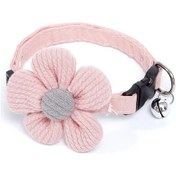 Resim Soulader Pembe Çiçekli Papyon Kedi Yaka Tasması 1.0x35 Cm Kedi Ve Küçük Köpekler İçin Yavru Kedi Boyun Tasması Aksesuarı Pembe Tarz Kolye 