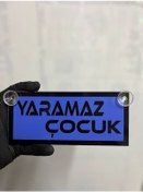 Resim Mavi Renk Üzeri Siyah Renk Yaramaz Çocuk Yazılı Vantuzlu Cam Süsü 