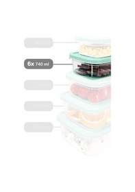 Resim Meleni Home 6 Adet Dikdörtgen Erzak Saklama Kabı Mikrodalgaya Uygun Düzenleyici Organizer 740 ML Yeşil 