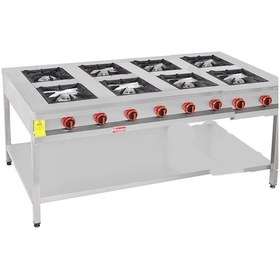Resim Himaksan Endüstriyel 200 X 100 Cm Lpg Tüplü Taban Raflı 8 Gözlü Ocak 