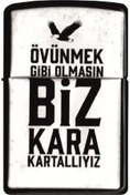 Resim ATA TANITIM Yüksek Kaliteli Benzinli Klasik Çakmak, "biz Kara Kartallıyız" Mottolu 