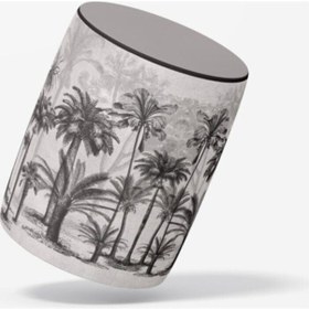 Resim Siyah Palmiye Desenli Puf Kumaşı Süettir. Uluslararası Solmama Sertifikasına Sahiptir. Çok Renkli 