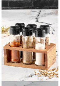 Resim Lisa 6'lı Ahşap Stantlı Baharatlık Seti 