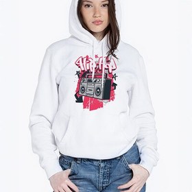 Resim Hip Hop Tasarımlı Kapşonlu Kadın Sweatshirt 