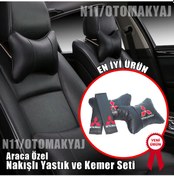 Resim Mitsubishi Oto Koltuk Kılıfı Ve Başlık Uyumlu Deri Yastık Set 