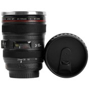 Resim Gajeena Ef24-105mm Kamera Lensli Termos Kahve Bardağı, Sızdırmaz Ve Taşmaz, Siyah Renk, 400ml Kapasite Beyaz 
