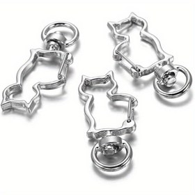 Resim 10 Adet WhimsyCat Yaratıcı Kedi Şekilli Anahtarlık Klipsleri, DIY Takı Yapımı için Çinko Alaşımlı Yaylı Toka, El Sanatları Metal Aksesuarlar 