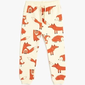 Resim Koton Hayvan Baskılı Pamuklu Uzun Eşofman Altı Ekru Desenli 5smb40050tk Ekru 