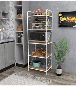 Resim Başak Beyaz 5 Katlı Çok Amaçlı Raf Düzenleyici Mikrodalga Kavanoz Rafı Mutfak Rafı 