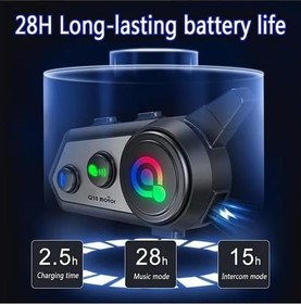 Resim Q18 Motosiklet Kask Kulaklık Intercom Işıklı 2 Eşleşme Özellikli 1000 Mah 