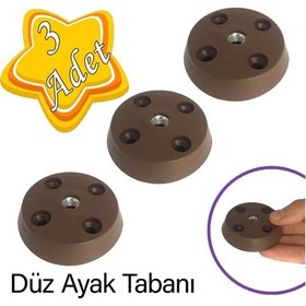Resim 3 Adet Düz Ayak Tabanı Kahverengi Mobilya Masa Sehpa Ayağı Bağlantı Aparatı Plastik 