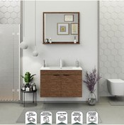 Resim BIANI Fix Arya 85 cm Banyo Dolabı Renk Aybe Kahve 