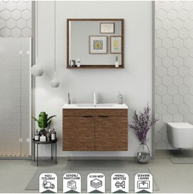 Resim BIANI Fix Arya 85 cm Banyo Dolabı Renk Aybe Kahve 