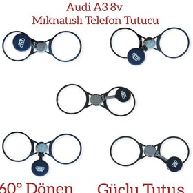 Resim Audi A3 Uyumlu 8v 2013-2020 Audi Logolu Mıknatıslı Telefon Tutucu 